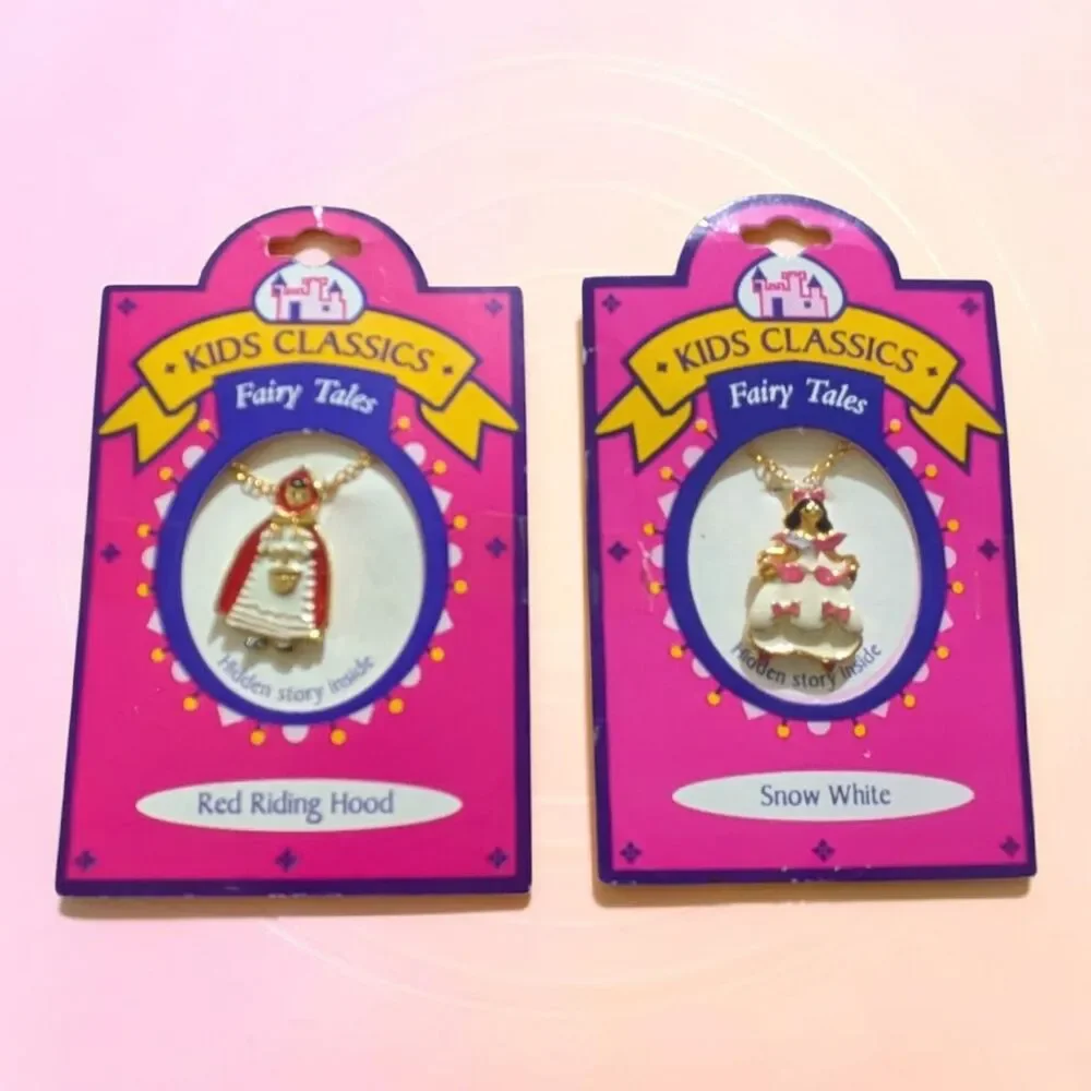 Vintage Kids Classics Fairy Tale Necklace Set, Red Riding Hood & Snow White